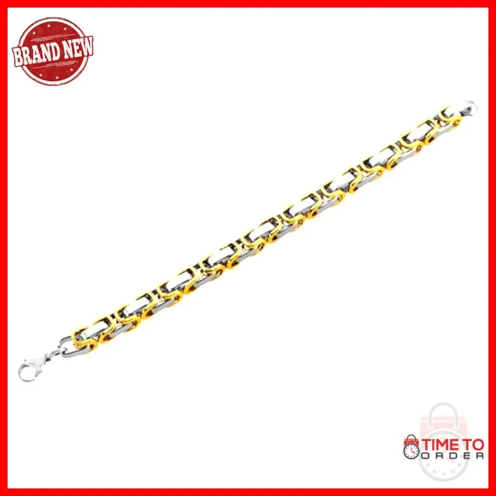 Stainless Steel Byzantine Chain Bracelet, 8.75 Inch, Lobster Clasp
